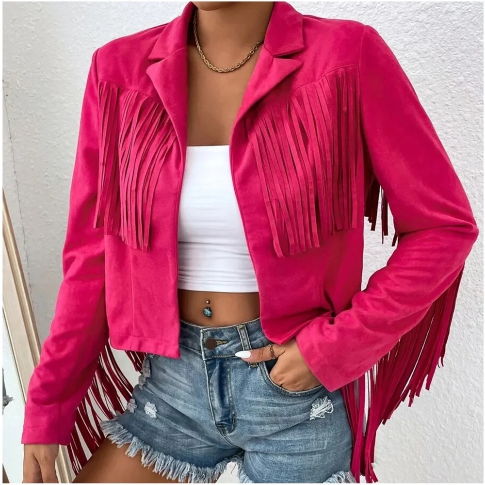 Western Open Front Fringe Boho Jacket - Picture 7 of 8